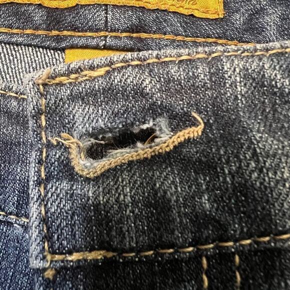 Seven7 jeans medium wash straight leg blue denim logo stitching on pockets Sz 8 - Picture 16 of 16